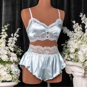Elegant Vintage Satin Lingerie Set in Something Blue